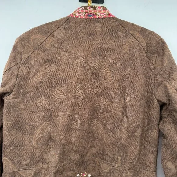 Coldwater Creek Women’s Brown Embroidered Paisley Jacket Blazer Boho Size 10 - Picture 7 of 11